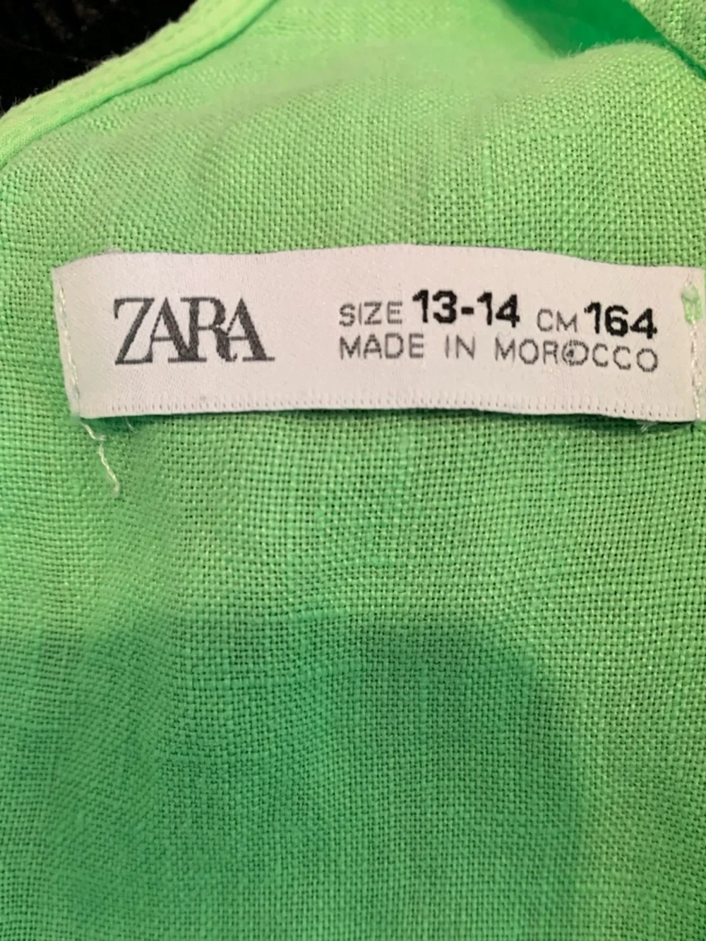 Zara Bright Green Girls' One-Piece Linen Romper Size 13-14 Preppy Coastal Summer